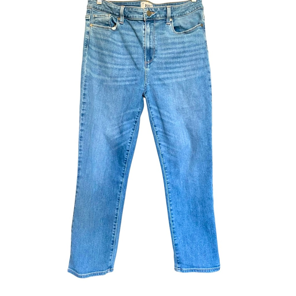 PAIGE Hoxton Slim Cropped Denim Pants High Rise Light Blue Jeans Sz 32
